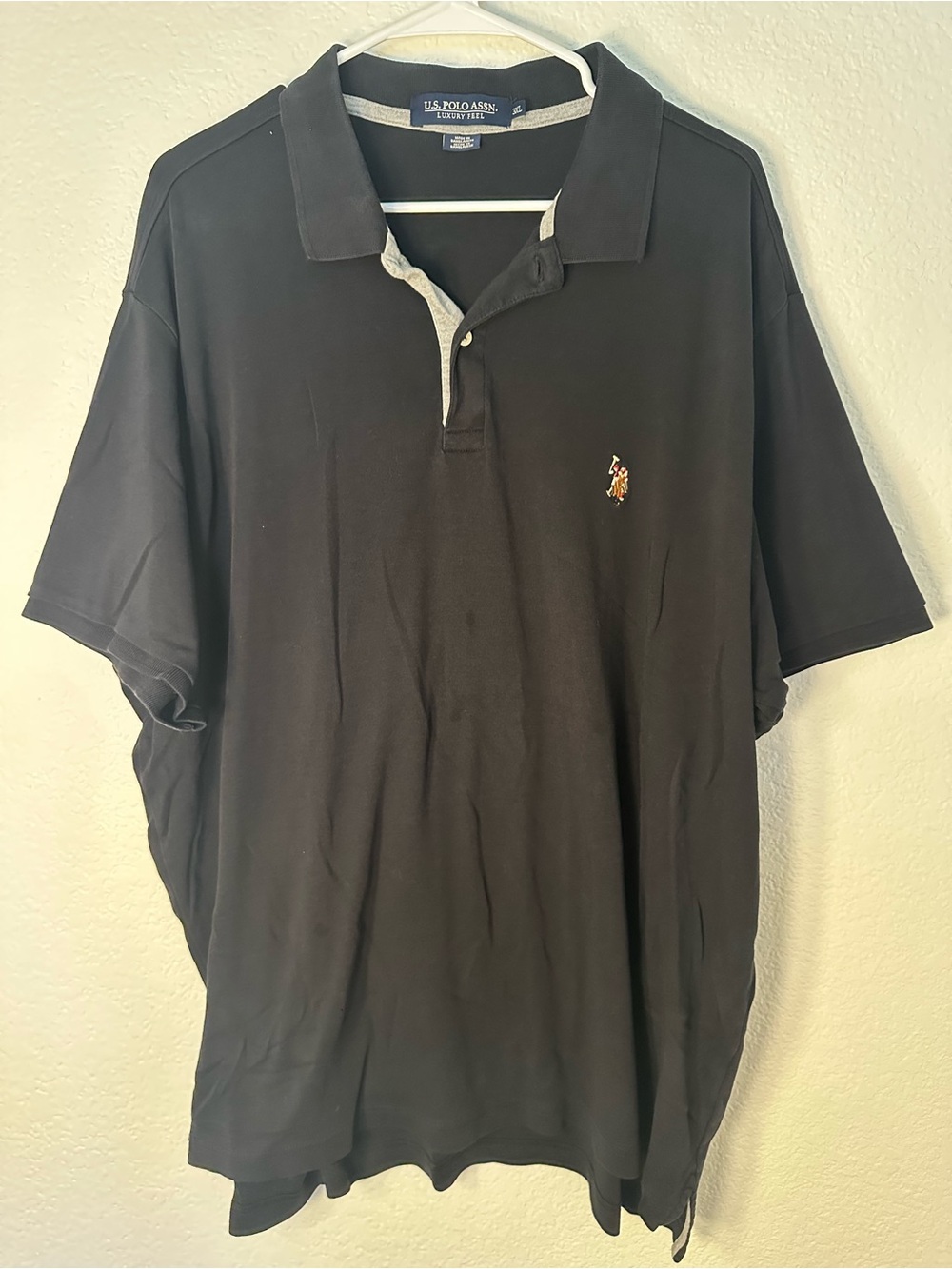 U.S. Polo Assn. Mens 3XL Luxury Feel Black Polo Shirt
